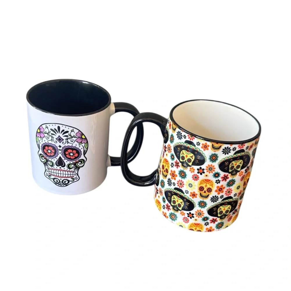 Two Sugar Skull Coffee Tea‎ Mugs NWT (2)